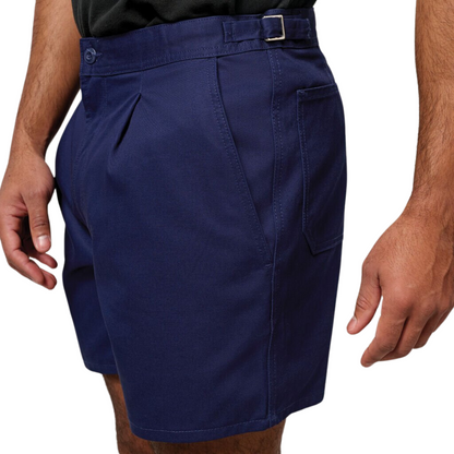 Hard Yakka Men's Relaxed Fit Cotton Drill Short with Side Tabs - Navy