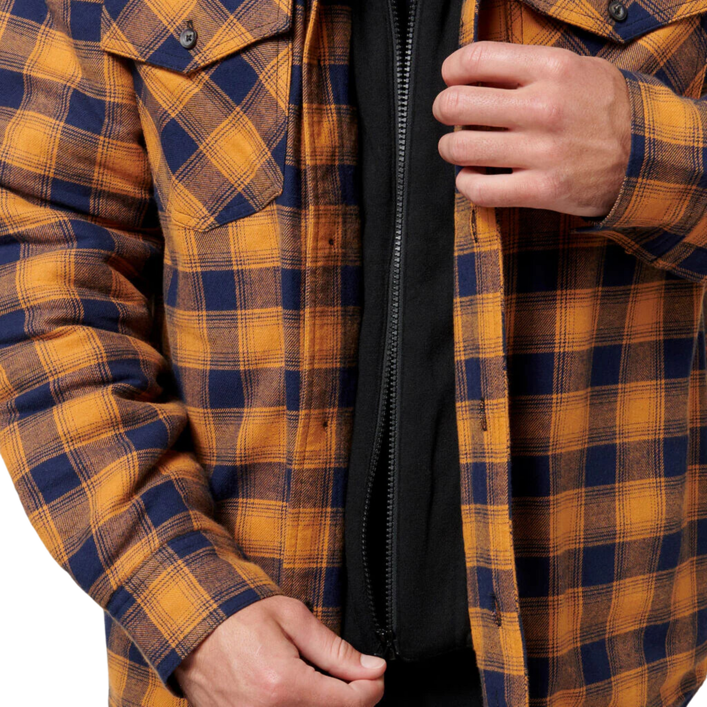 Hard Yakka Men's Quilted Flannel Hooded Shacket - Orange