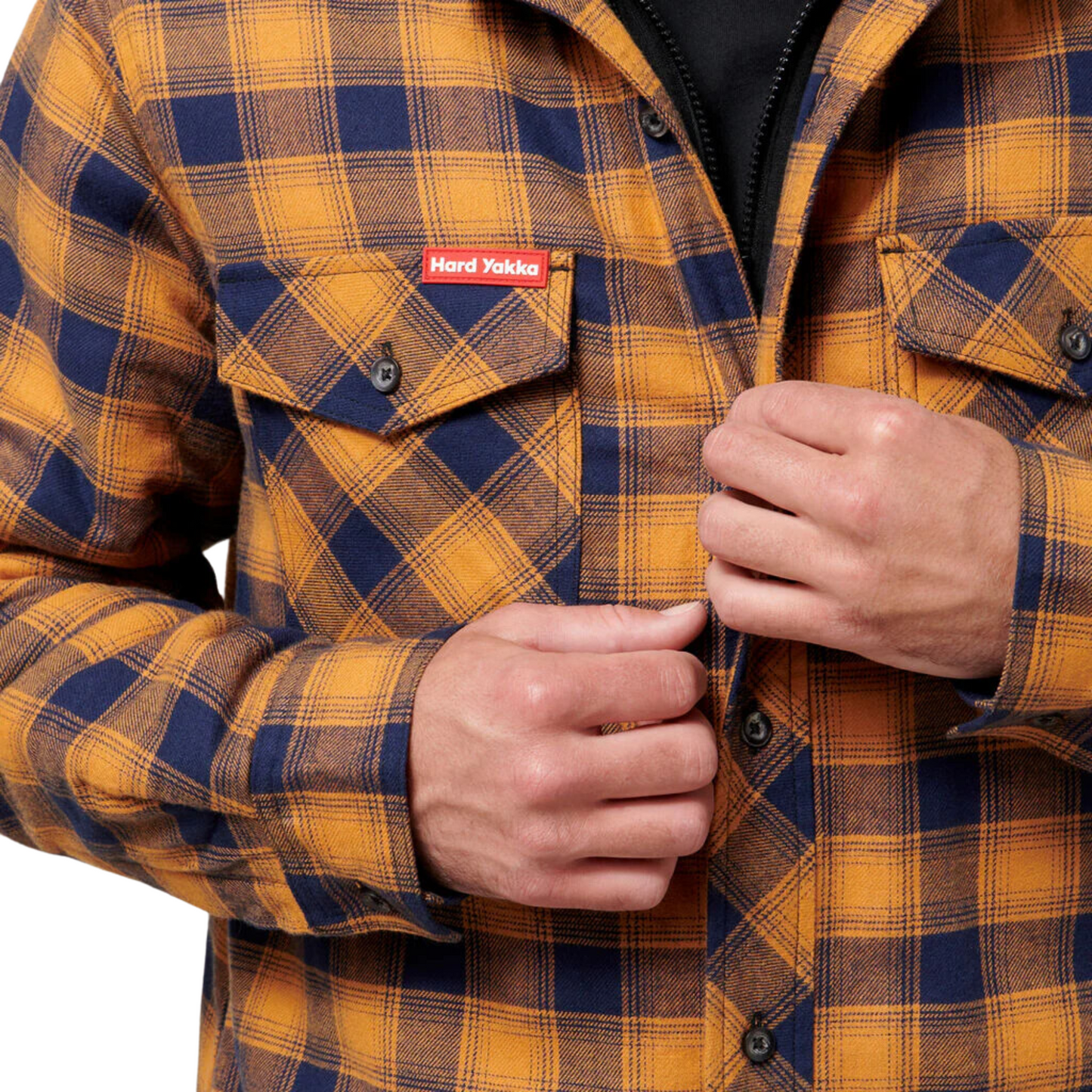 Hard Yakka Men's Quilted Flannel Hooded Shacket - Orange