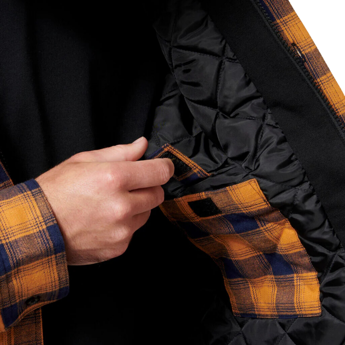 Hard Yakka Men's Quilted Flannel Hooded Shacket - Orange