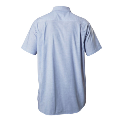 Hard Yakka Men's Short Sleeve Chambray Open Front Cotton Work Shirt - Chambray