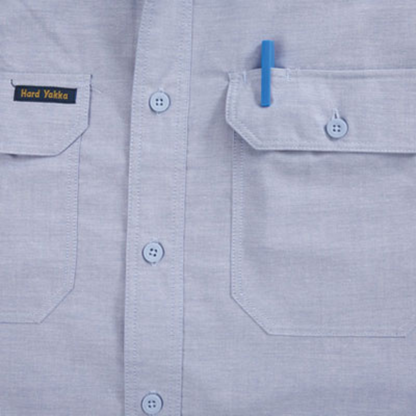 Hard Yakka Men's Short Sleeve Chambray Open Front Cotton Work Shirt - Chambray