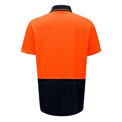 Hard Yakka Men's Core 2 Tone Hi-Vis Short Sleeve Polo - Orange/Navy