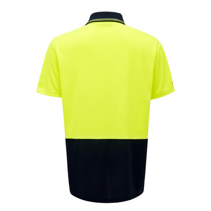 Hard Yakka Men's Core 2 Tone Hi-Vis Short Sleeve Polo - Yellow/Navy