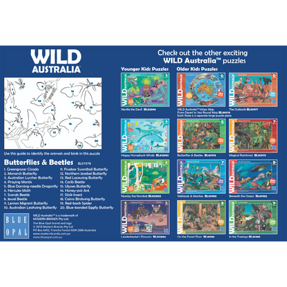 Blue Opal - Wild Aust Butterflies & Beetles 100 pieces