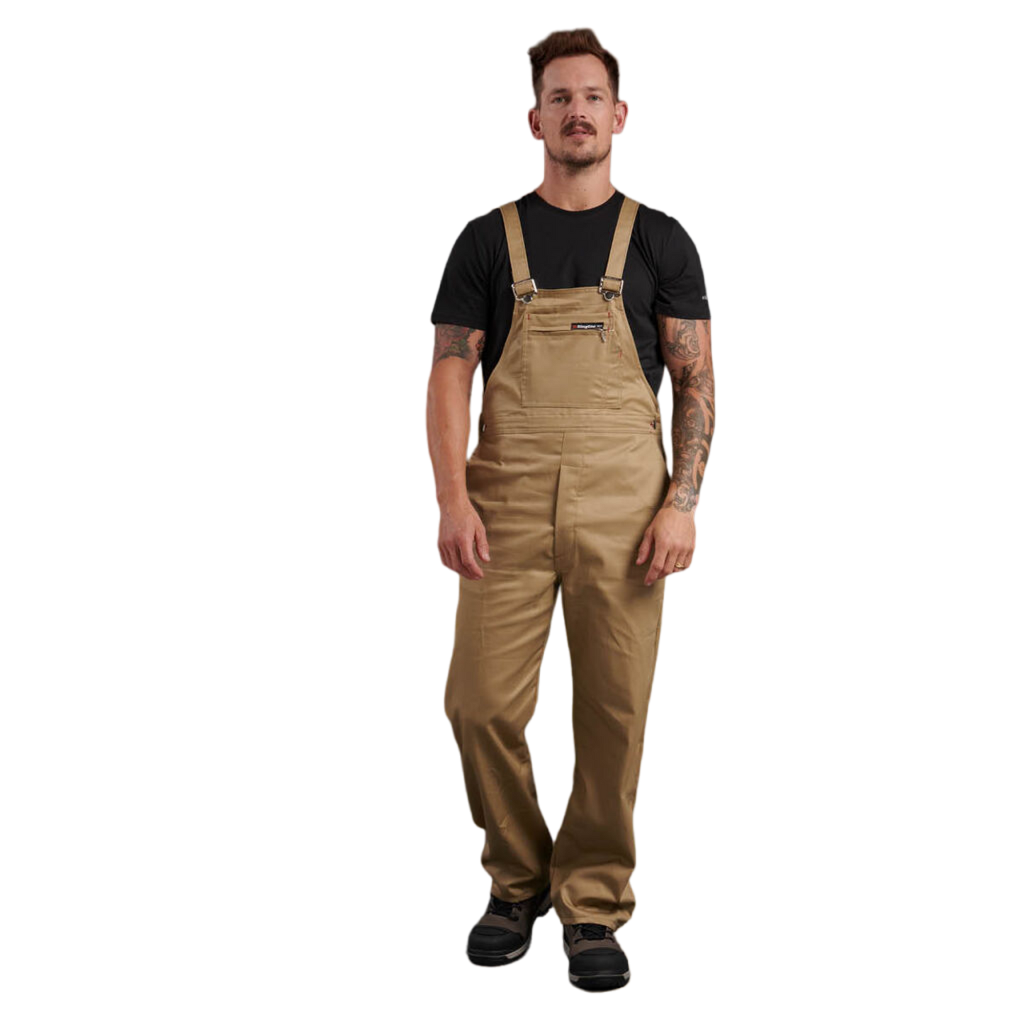 KingGee Men's Originals Bib And Brace Cotton Drill Work Overalls - Khaki