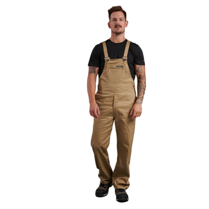 KingGee Men's Originals Bib And Brace Cotton Drill Work Overalls - Khaki