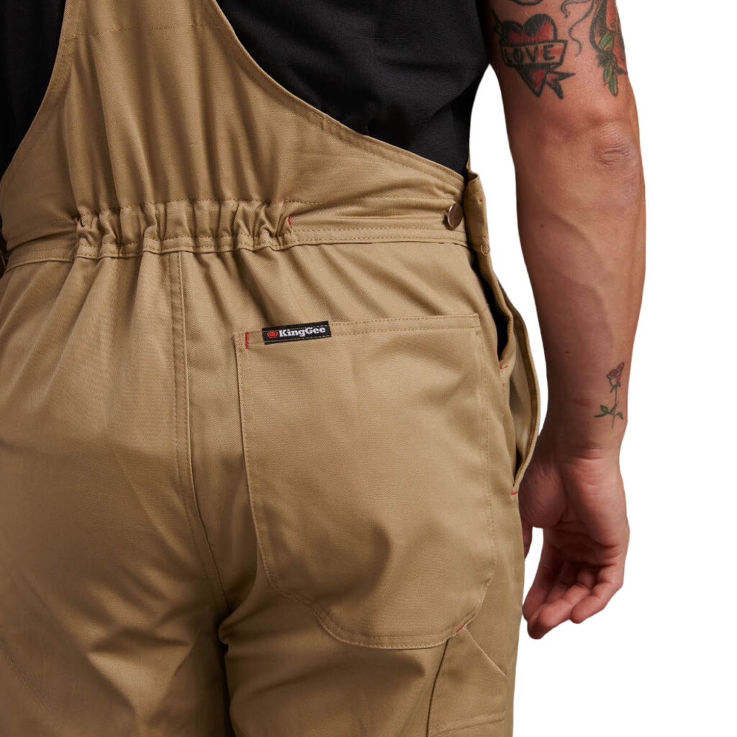 KingGee Men's Originals Bib And Brace Cotton Drill Work Overalls - Khaki