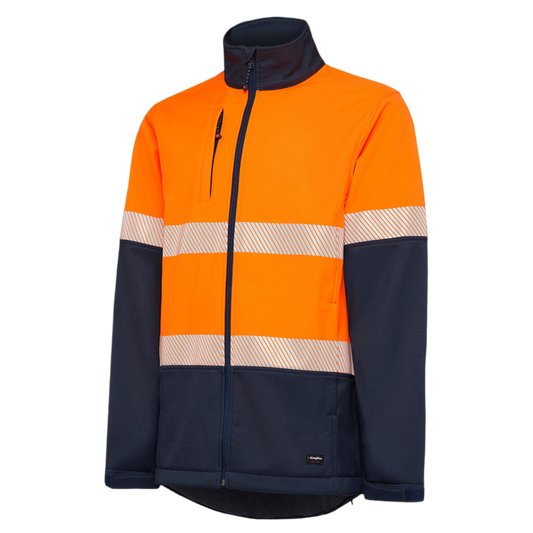 KingGee Men's Hi-Vis Reflective Ripstop Softshell Jacket - Orange/Navy