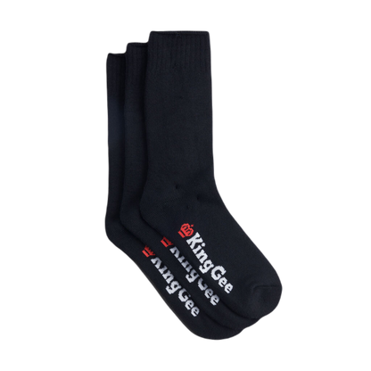 KingGee Men's Bamboo Work Socks - 3 Pack - Black