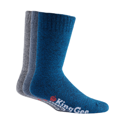 KingGee Men's Bamboo Work Socks - 3 Pack - Multi-Coloured