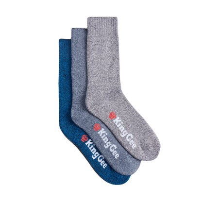KingGee Men's Bamboo Work Socks - 3 Pack - Multi-Coloured