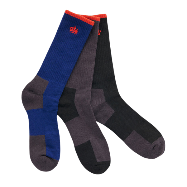 KingGee Eco Recycled Polyster Crew Socks - 3 Pack - Multi-Coloured