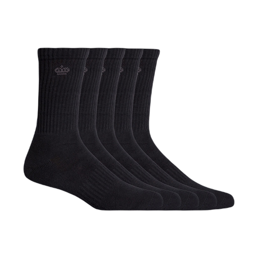 KingGee Men's Cotton Crew Work Socks - 5 Pack - Black