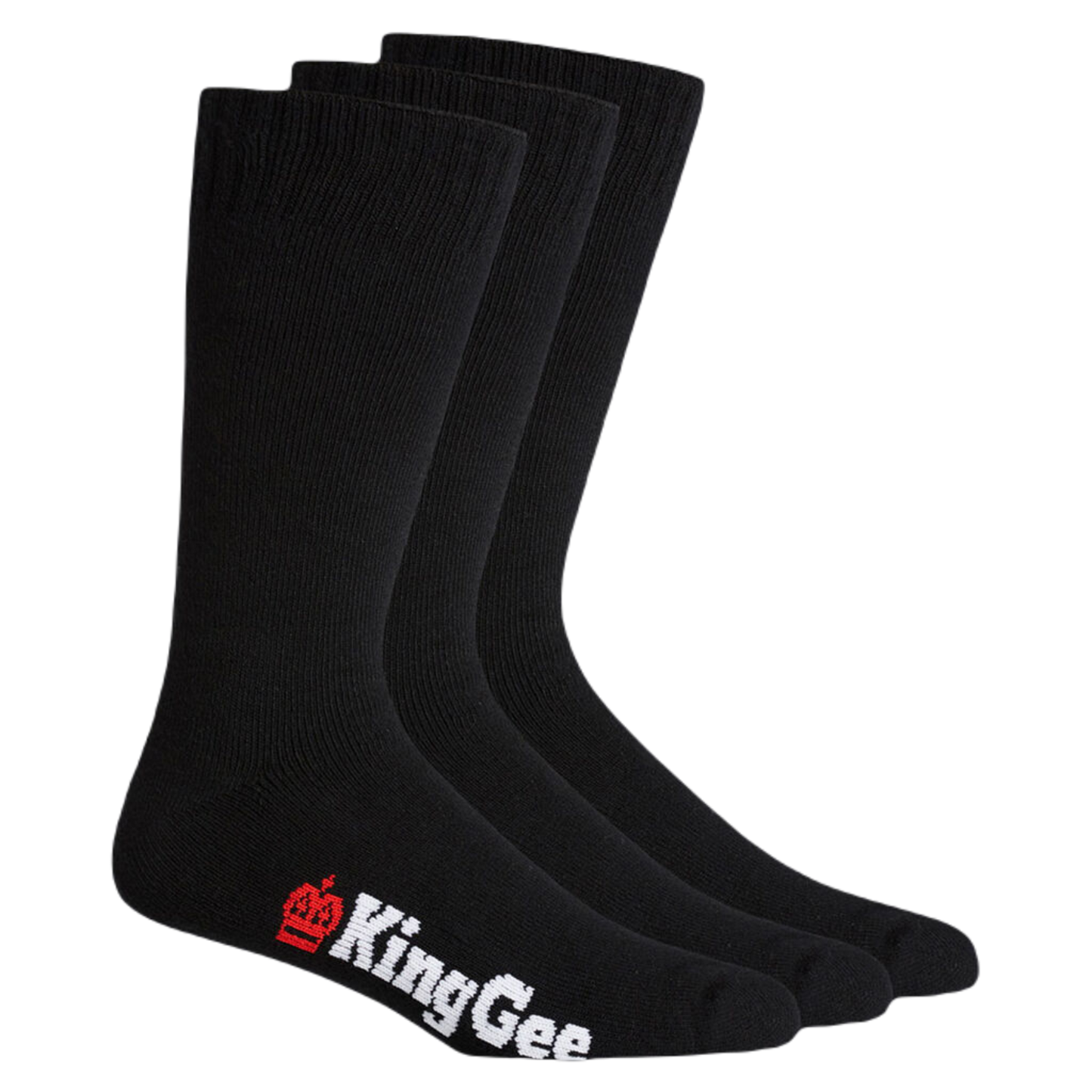 KingGee Men's Bamboo Crew Work Socks - 3 Pack - Black