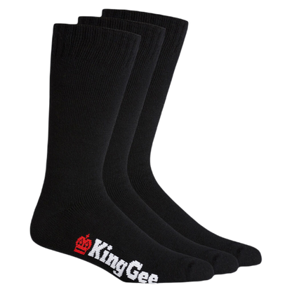 KingGee Men's Bamboo Crew Work Socks - 3 Pack - Black
