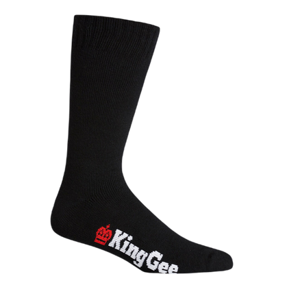 KingGee Men's Bamboo Crew Work Socks - 3 Pack - Black