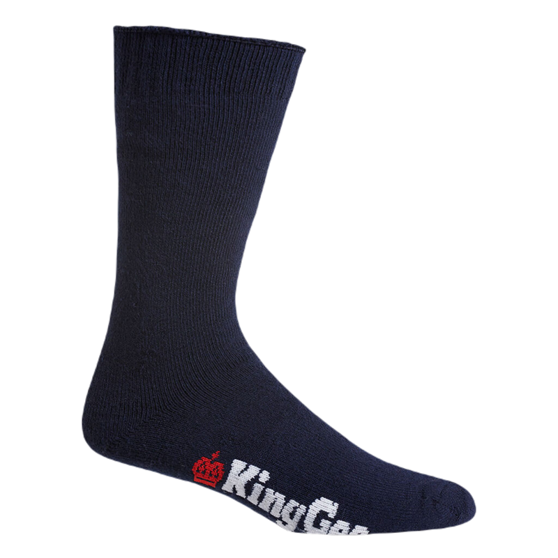 KingGee Men's Bamboo Crew Work Socks 3 Pack Navy