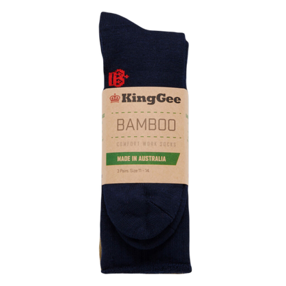 KingGee Men's Bamboo Crew Work Socks Mixed - Black/Khaki/Navy