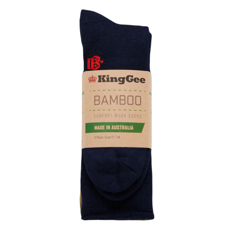 KingGee Men's Bamboo Crew Work Socks Mixed - Black/Khaki/Navy