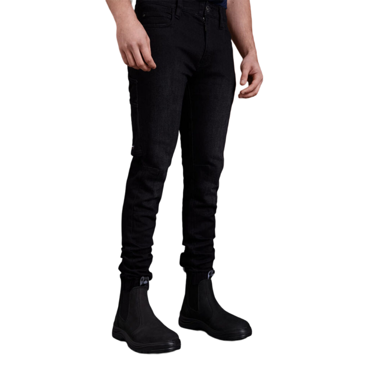 KingGee Men's Urban Coolmax Stretch Cuffed Denim Jeans - Black