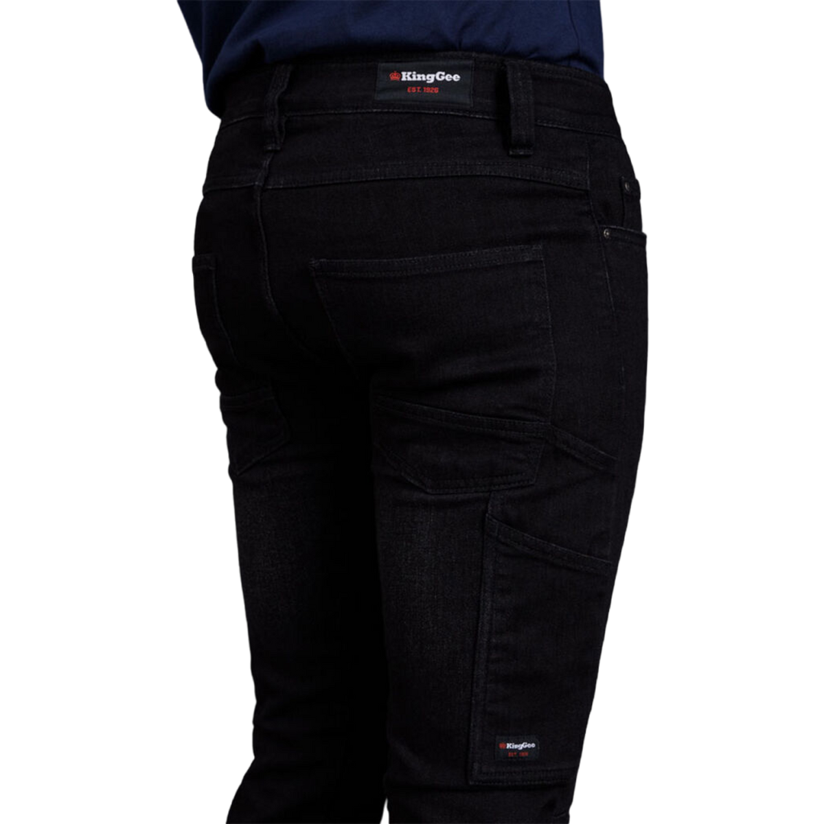 KingGee Men's Urban Coolmax Stretch Cuffed Denim Jeans - Black