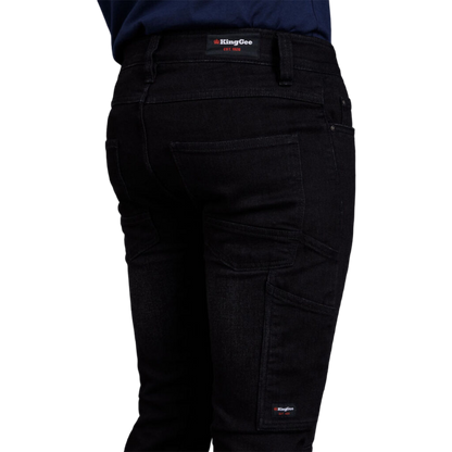 KingGee Men's Urban Coolmax Stretch Cuffed Denim Jeans - Black