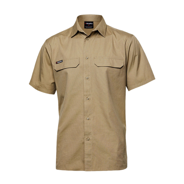 KingGee Men's Workcool Pro Stretch Short Sleeve Work Shirt - Khaki
