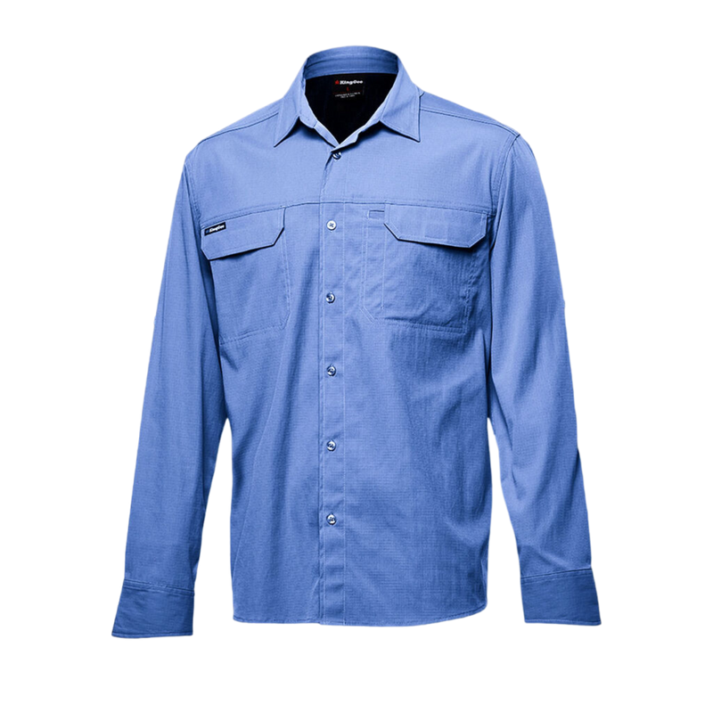 KingGee Men's Drycool Lightweight Stretch Long Sleeve Work Shirt - Alaskan Blue
