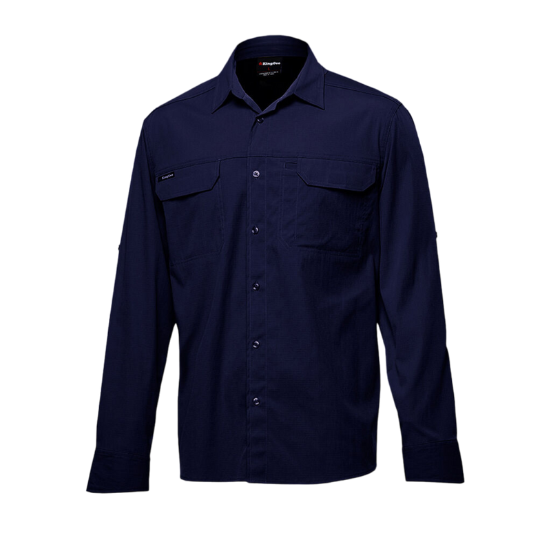KingGee Men's Drycool Lightweight Stretch Long Sleeve Work Shirt - Navy