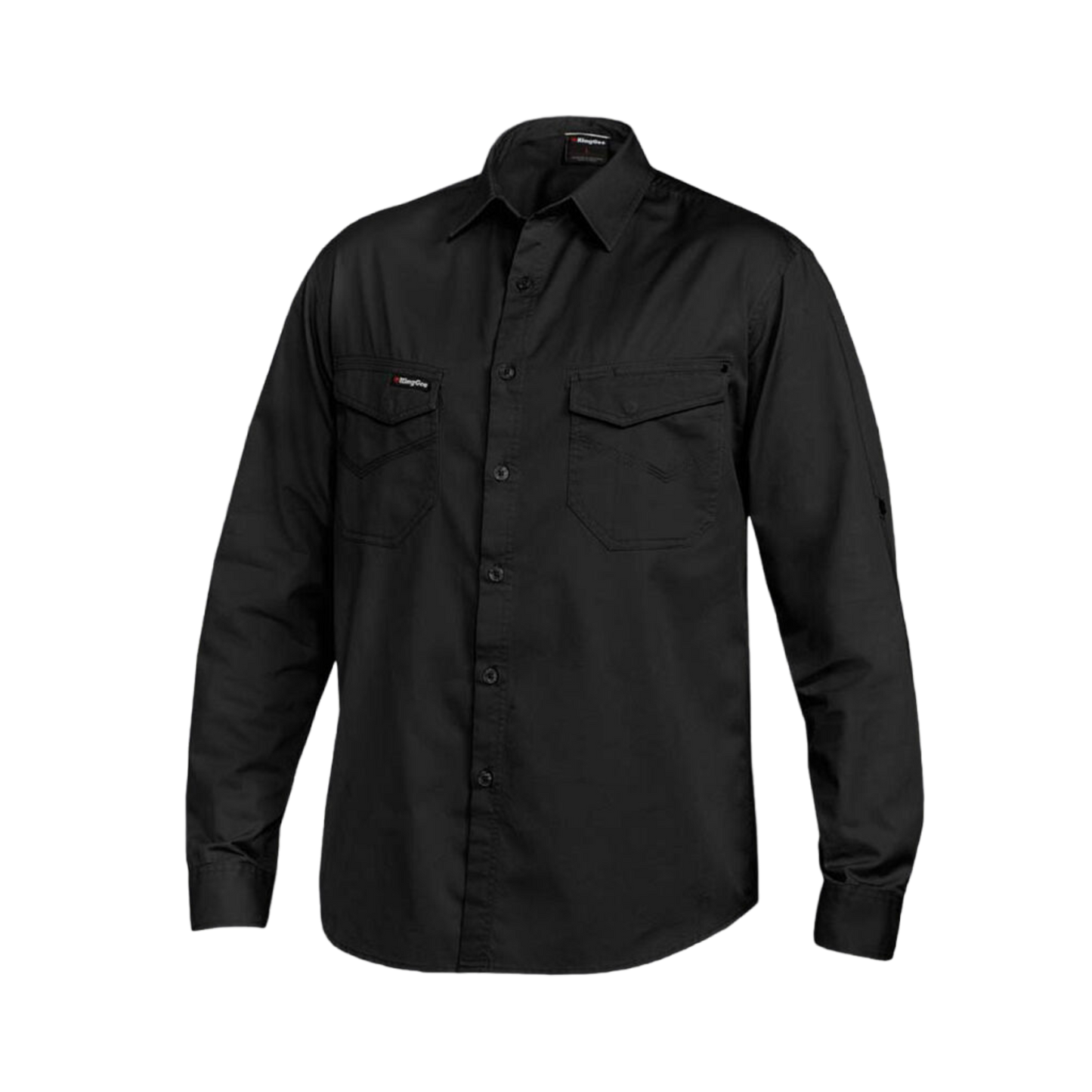 KingGee Men's Tradies Lightweight Cotton Drill Long Sleeve Work Shirt - Black