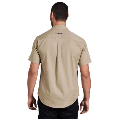 KingGee Men's Tradies Lightweiht Cotton Drill Short Sleeve Work Shirt - Khaki