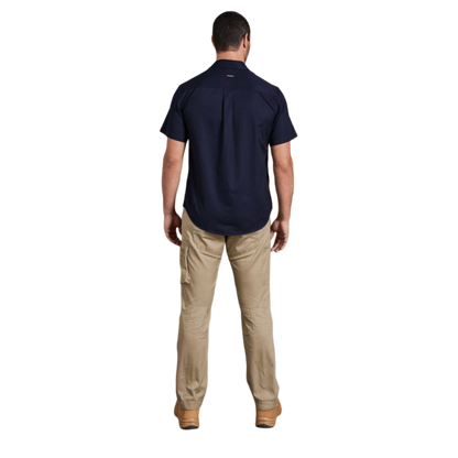 KingGee Men's Tradies Lightweiht Cotton Drill Short Sleeve Work Shirt - Oiled Navy
