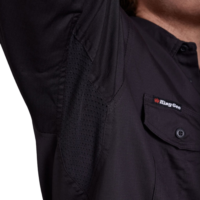 KingGee Men's Workcool 2 Lightweight Ripstop Long Sleeve Work Shirt - Charcoal
