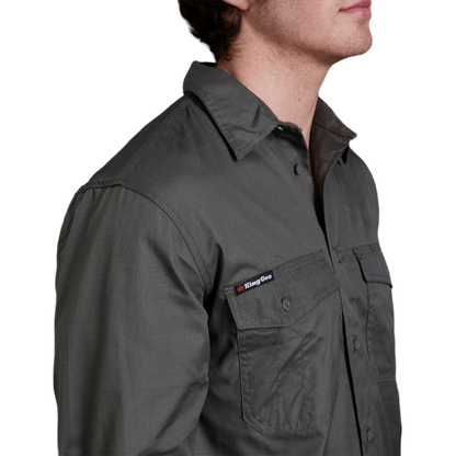 KingGee Men's Workcool 2 Lightweight Ripstop Long Sleeve Work Shirt - Green