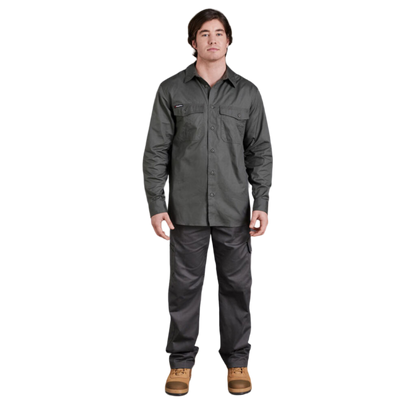 KingGee Men's Workcool 2 Lightweight Ripstop Long Sleeve Work Shirt - Green