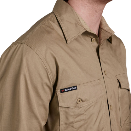 KingGee Men's Workcool 2 Lightweight Ripstop Long Sleeve Work Shirt - Khaki