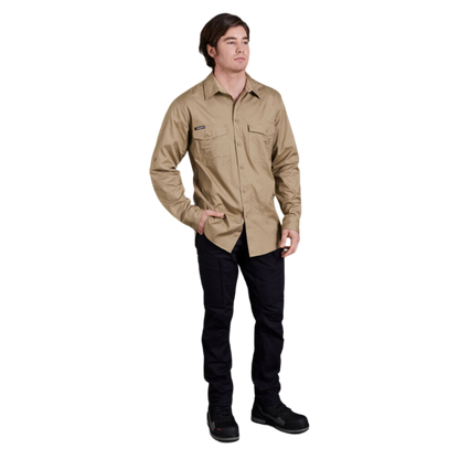 KingGee Men's Workcool 2 Lightweight Ripstop Long Sleeve Work Shirt - Khaki