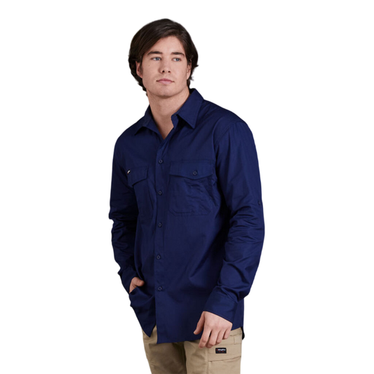 KingGee Men's Workcool 2 Lightweight Ripstop Long Sleeve Work Shirt - Navy