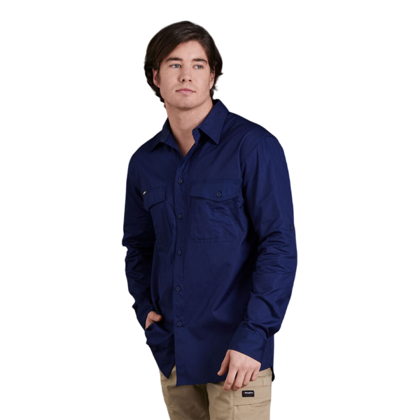 KingGee Men's Workcool 2 Lightweight Ripstop Long Sleeve Work Shirt - Navy