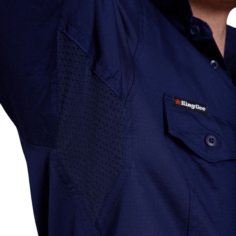 KingGee Men's Workcool 2 Lightweight Ripstop Long Sleeve Work Shirt - Navy