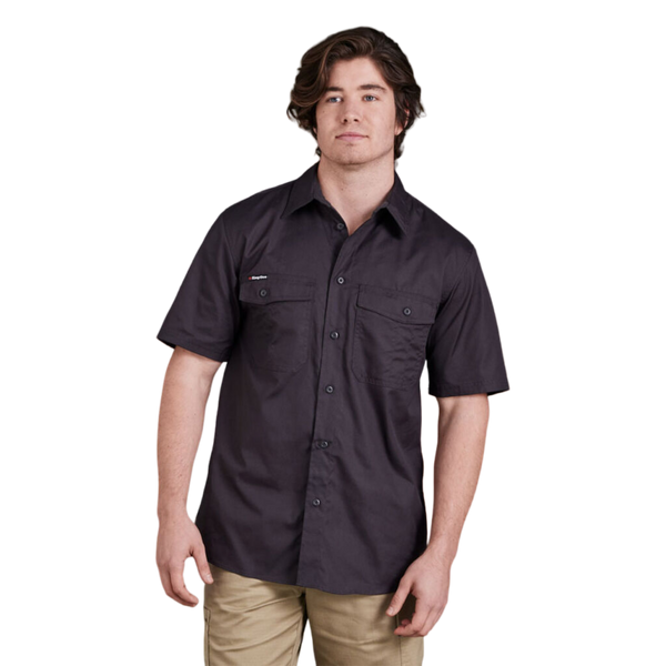 KingGee Men's Workcool 2 Lightweight Ripstop Short Sleeve Work Shirt - Charcoal
