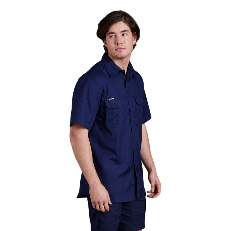 KingGee Men's Workcool 2 Lightweight Ripstop Short Sleeve Work Shirt - Navy