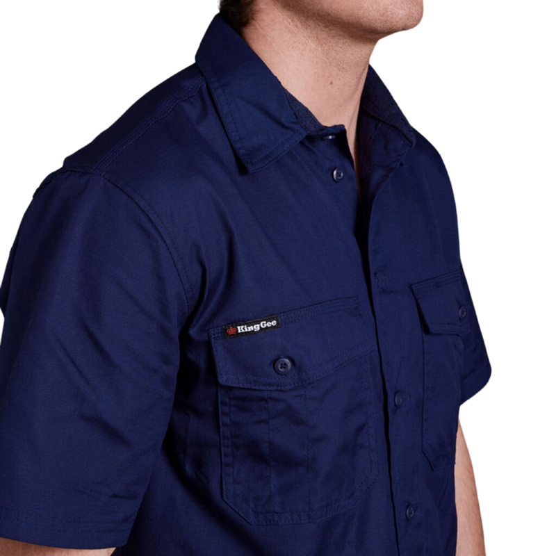 KingGee Men's Workcool 2 Lightweight Ripstop Short Sleeve Work Shirt - Navy