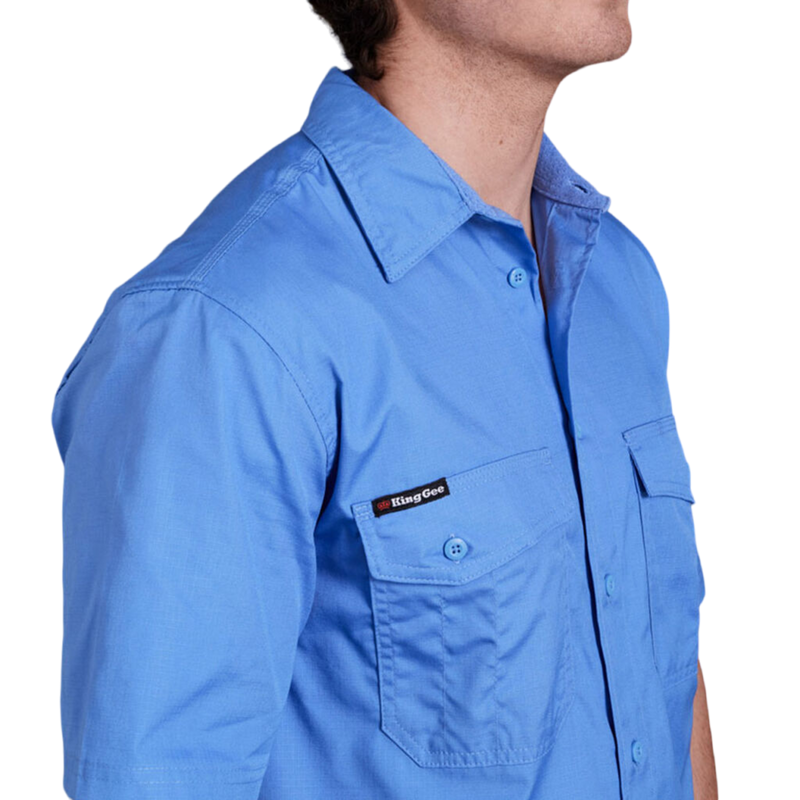 KingGee Men's Workcool 2 Lightweight Ripstop Short Sleeve Work Shirt - Sky