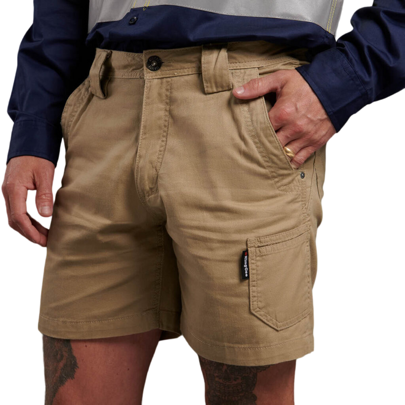 KingGee Men's Tradies Summer Lightweight Cargo Short Shorts - Khaki