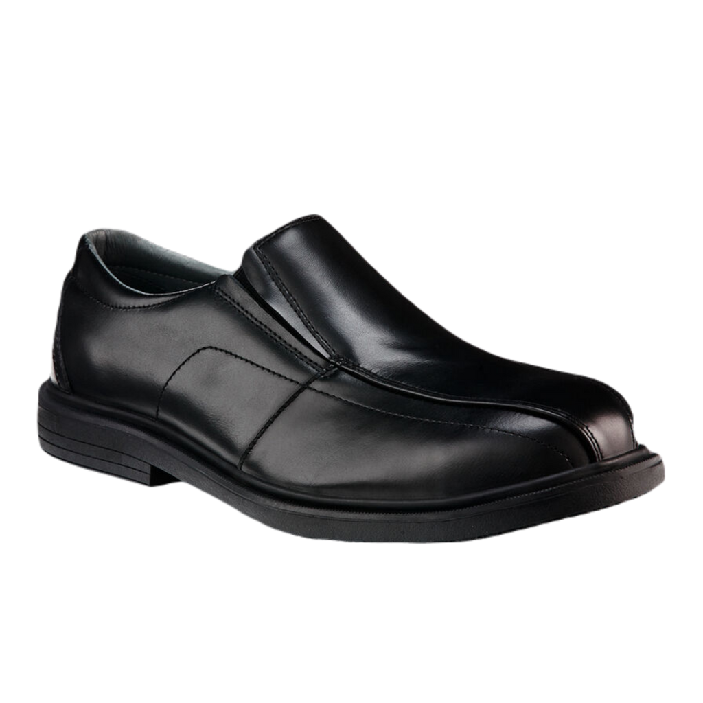 KingGee Men s Collins Leather Slip On Safety Toe Shoes Black