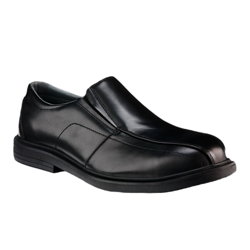 KingGee Men's Collins Leather Slip On Safety Toe Shoes - Black