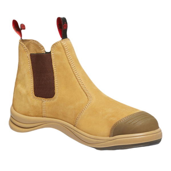 KingGee Men's Tradie Gusset Steel Cap Safety Boots With Scuff Cap - Wheat