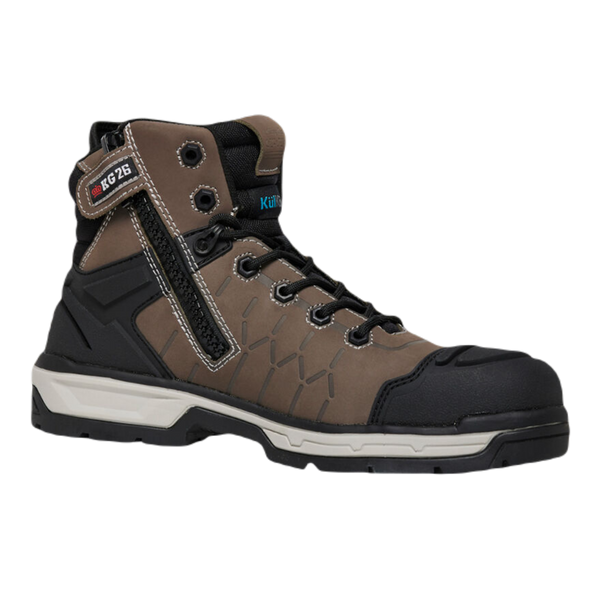 KingGee Men's Quantum Hybrid Zip/Lace Composite Toe Work Boots 5" - Cedar Black